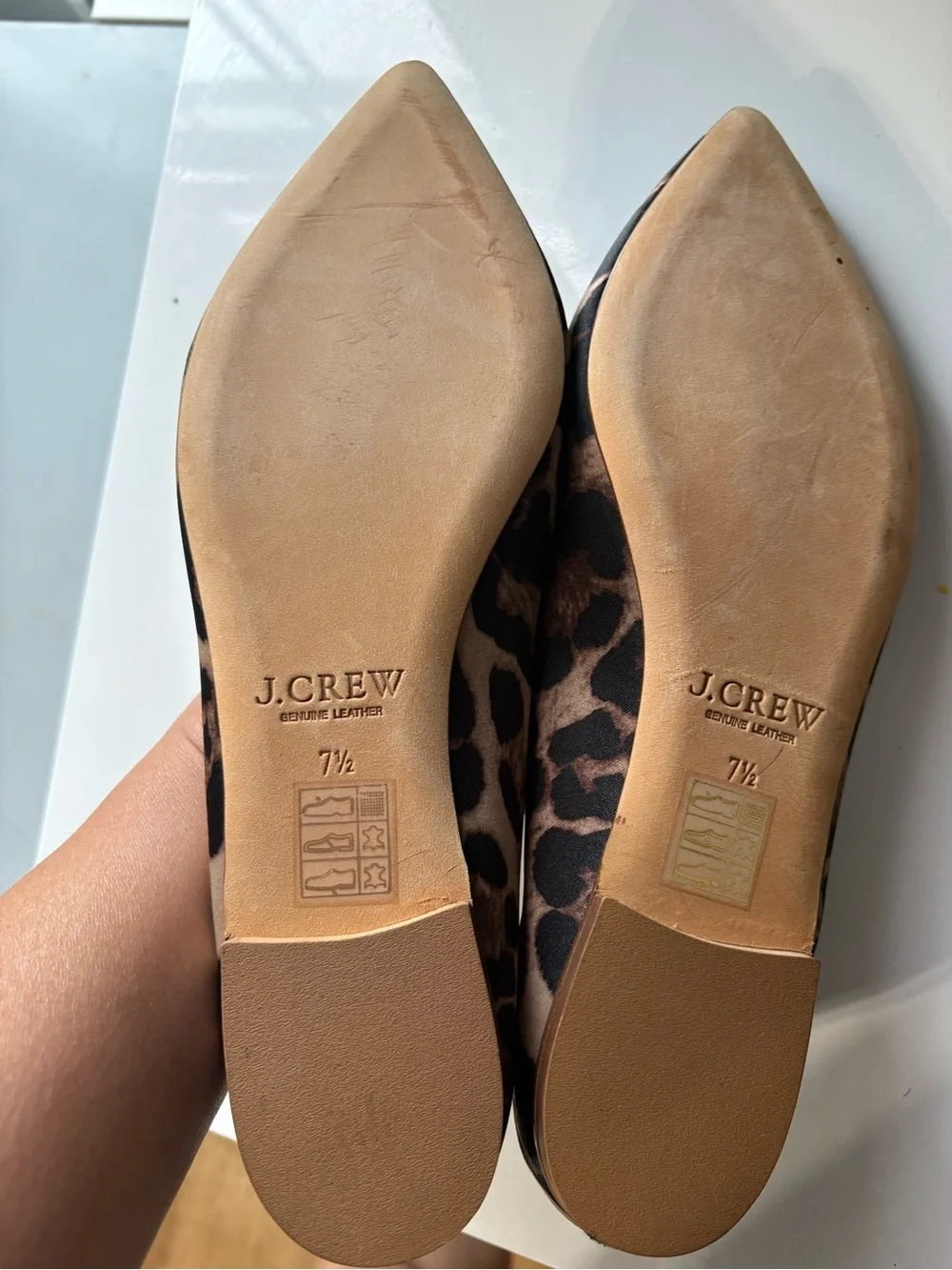 J. Crew Leopard-Print Pointed Ballet Flats in Brown and Black